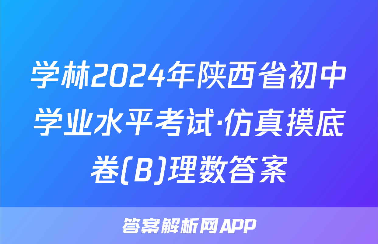 学林2024年陕西省初中学业水平考试·仿真摸底卷(B)理数答案