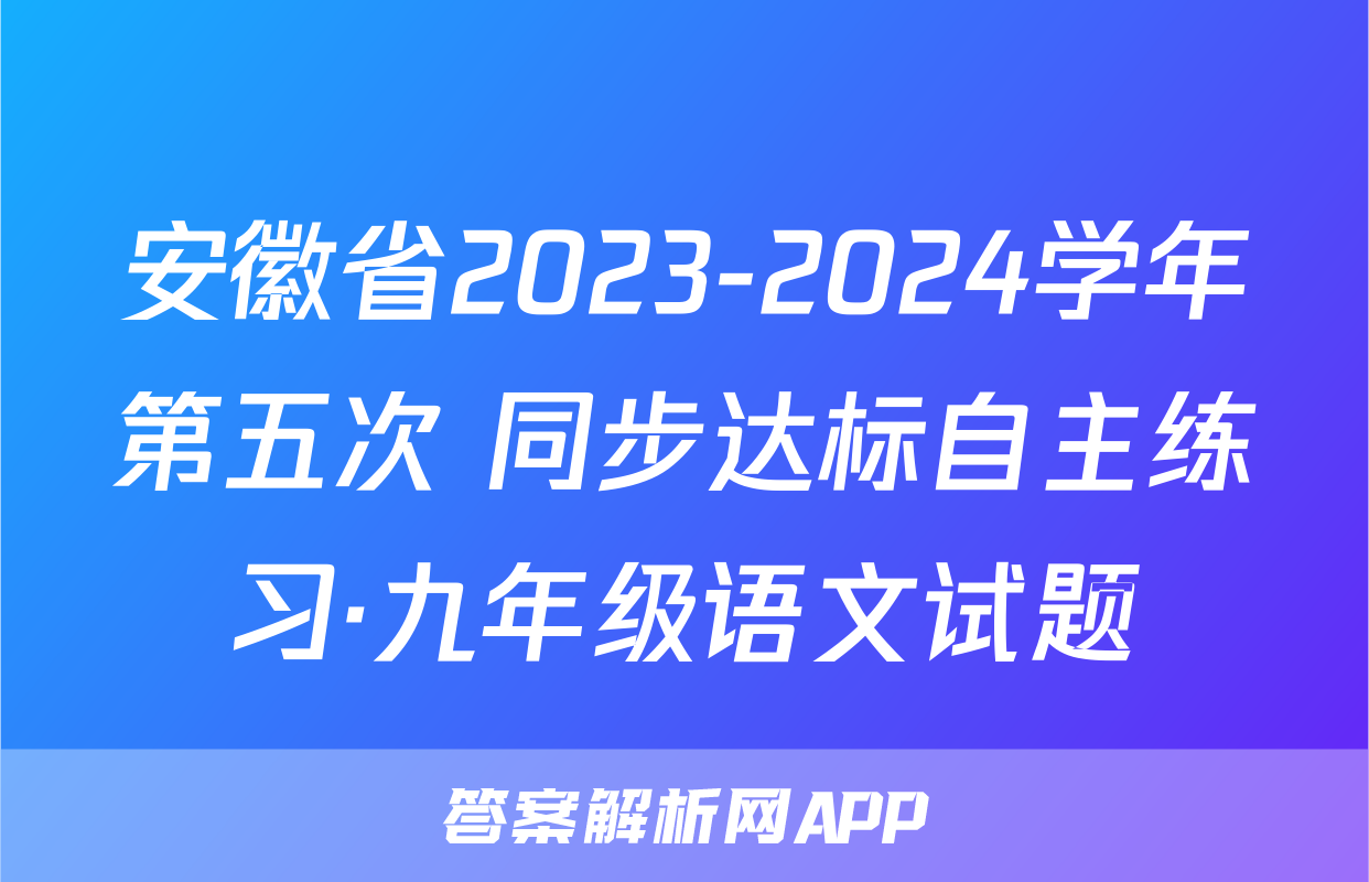 安徽省2023-2024学年第五次 同步达标自主练习·九年级语文试题