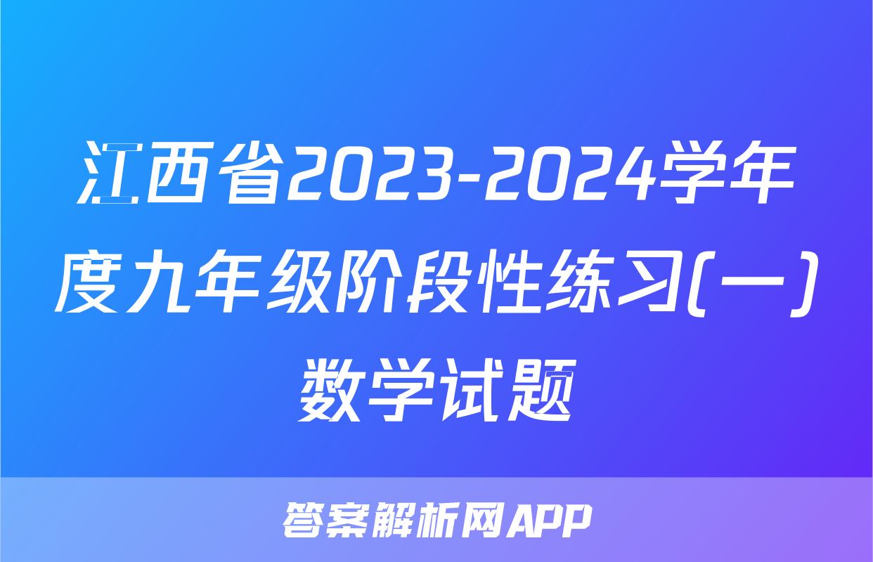 江西省2023-2024学年度九年级阶段性练习(一)数学试题