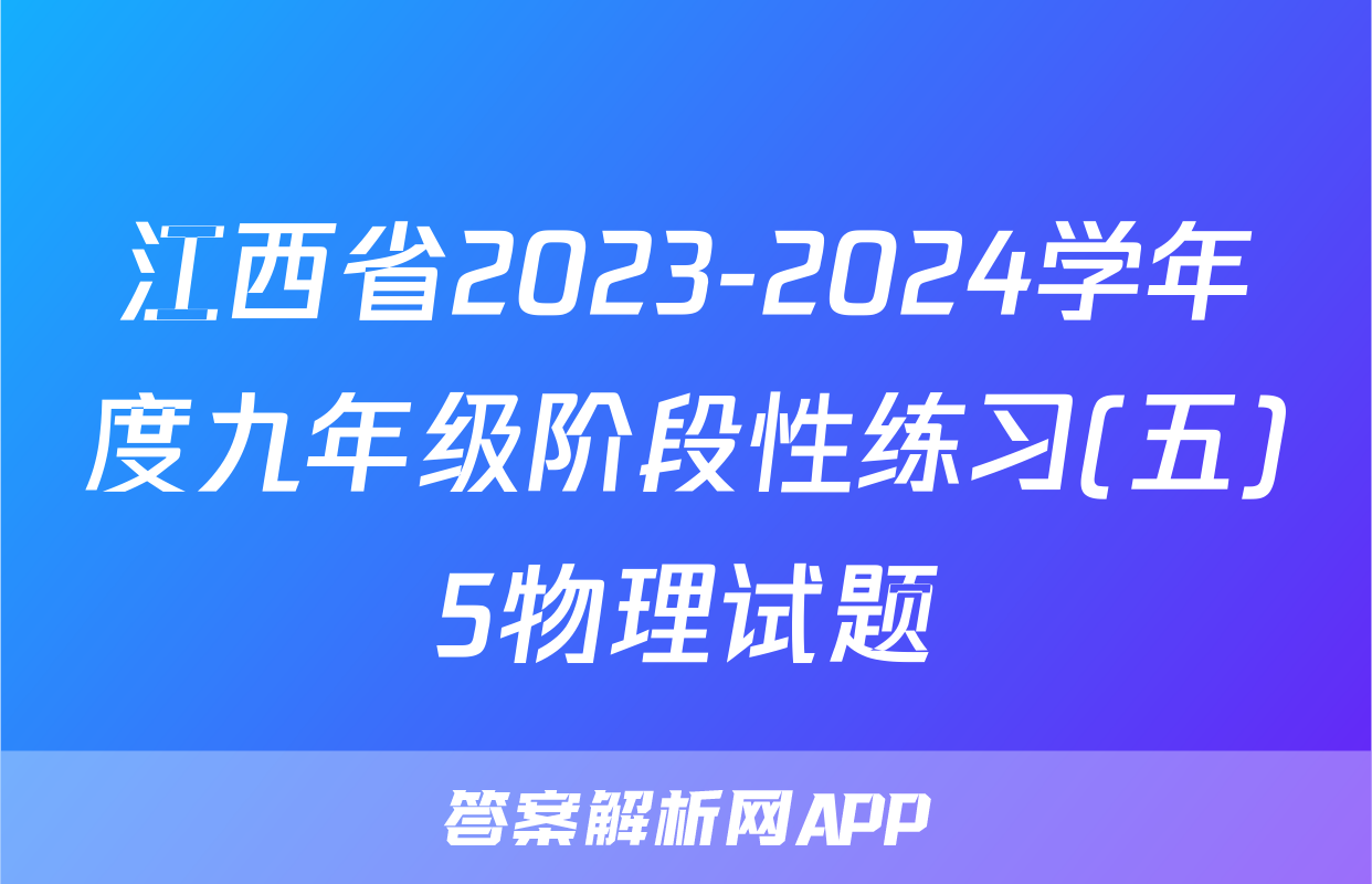 江西省2023-2024学年度九年级阶段性练习(五)5物理试题