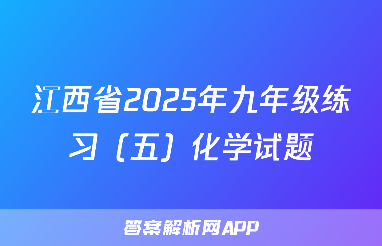 江西省2025年九年级练习（五）化学试题