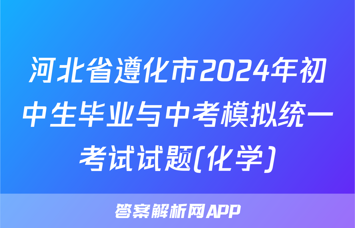 河北省遵化市2024年初中生毕业与中考模拟统一考试试题(化学)