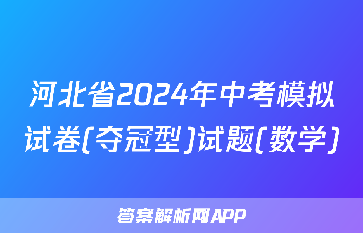 河北省2024年中考模拟试卷(夺冠型)试题(数学)
