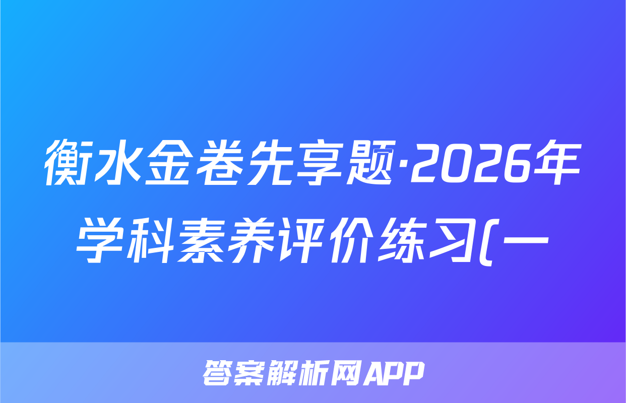 衡水金卷先享题·2026年学科素养评价练习(一)文数答案