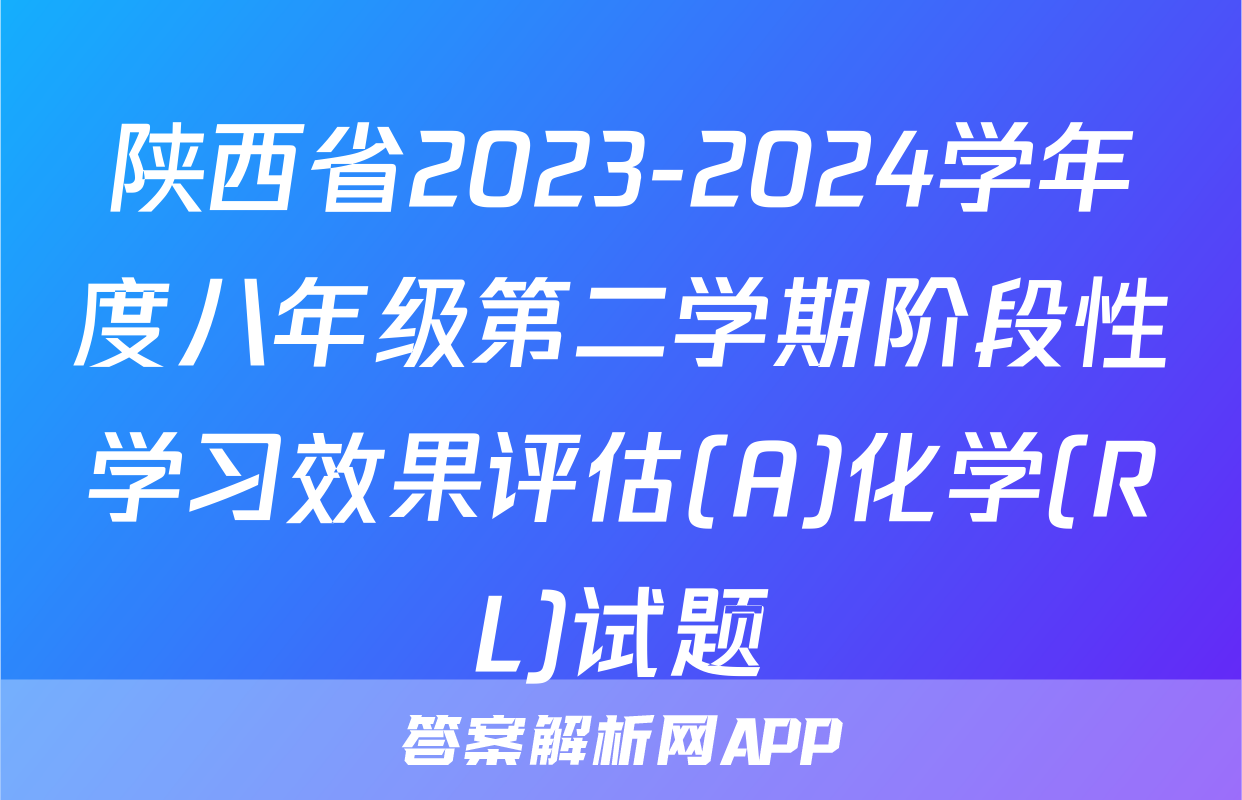 陕西省2023-2024学年度八年级第二学期阶段性学习效果评估(A)化学(RL)试题