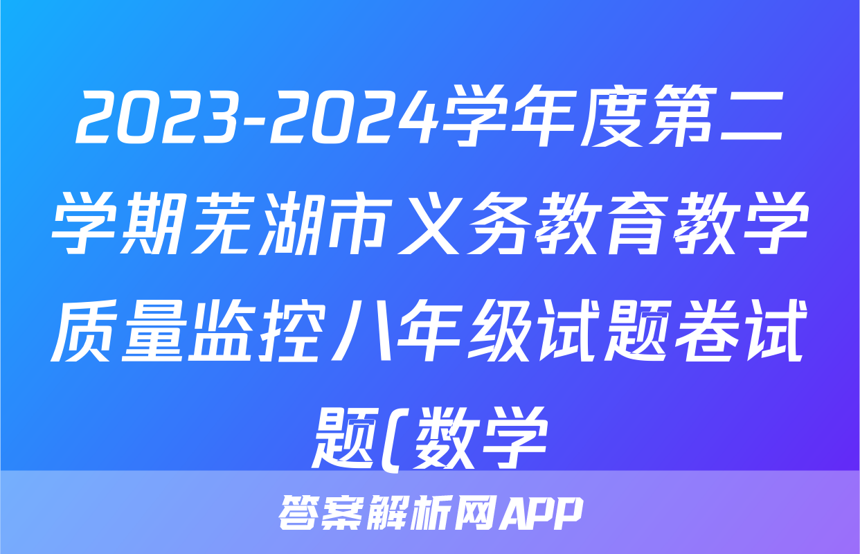 2023-2024学年度第二学期芜湖市义务教育教学质量监控八年级试题卷试题(数学)