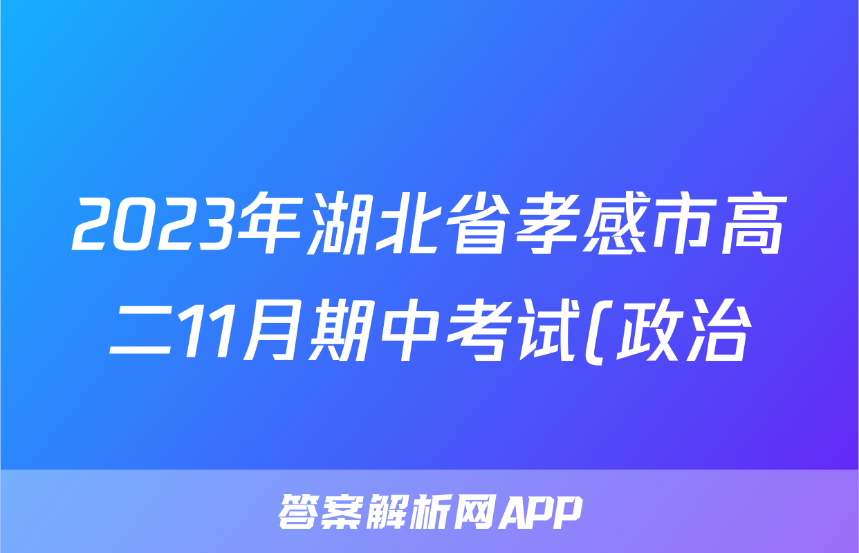 2023年湖北省孝感市高二11月期中考试(政治)试卷答案