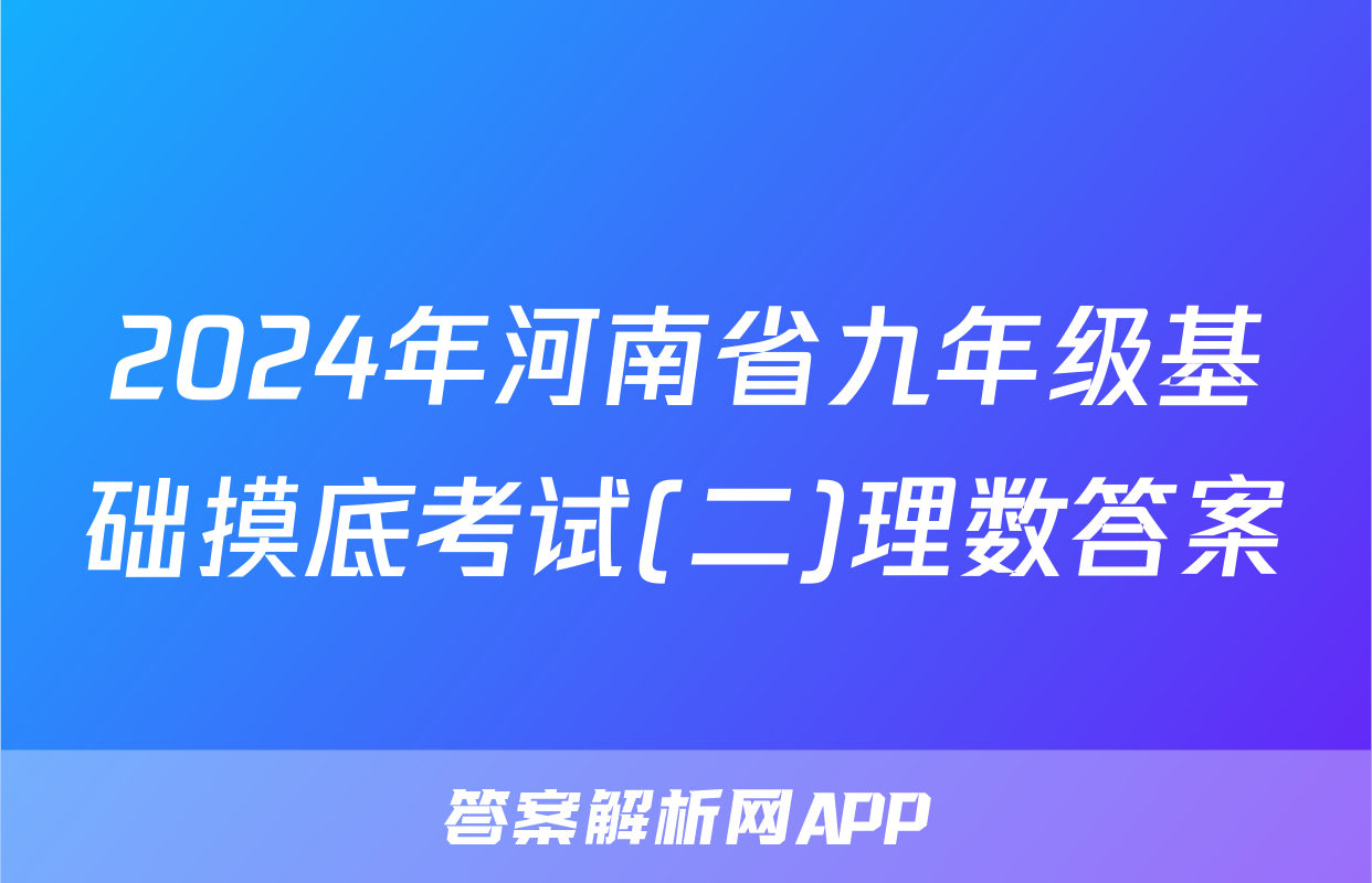 2024年河南省九年级基础摸底考试(二)理数答案