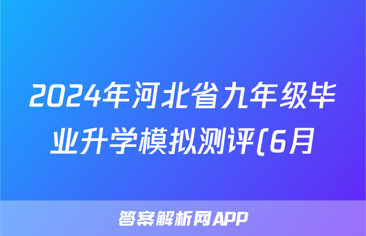 2024年河北省九年级毕业升学模拟测评(6月)答案(化学)