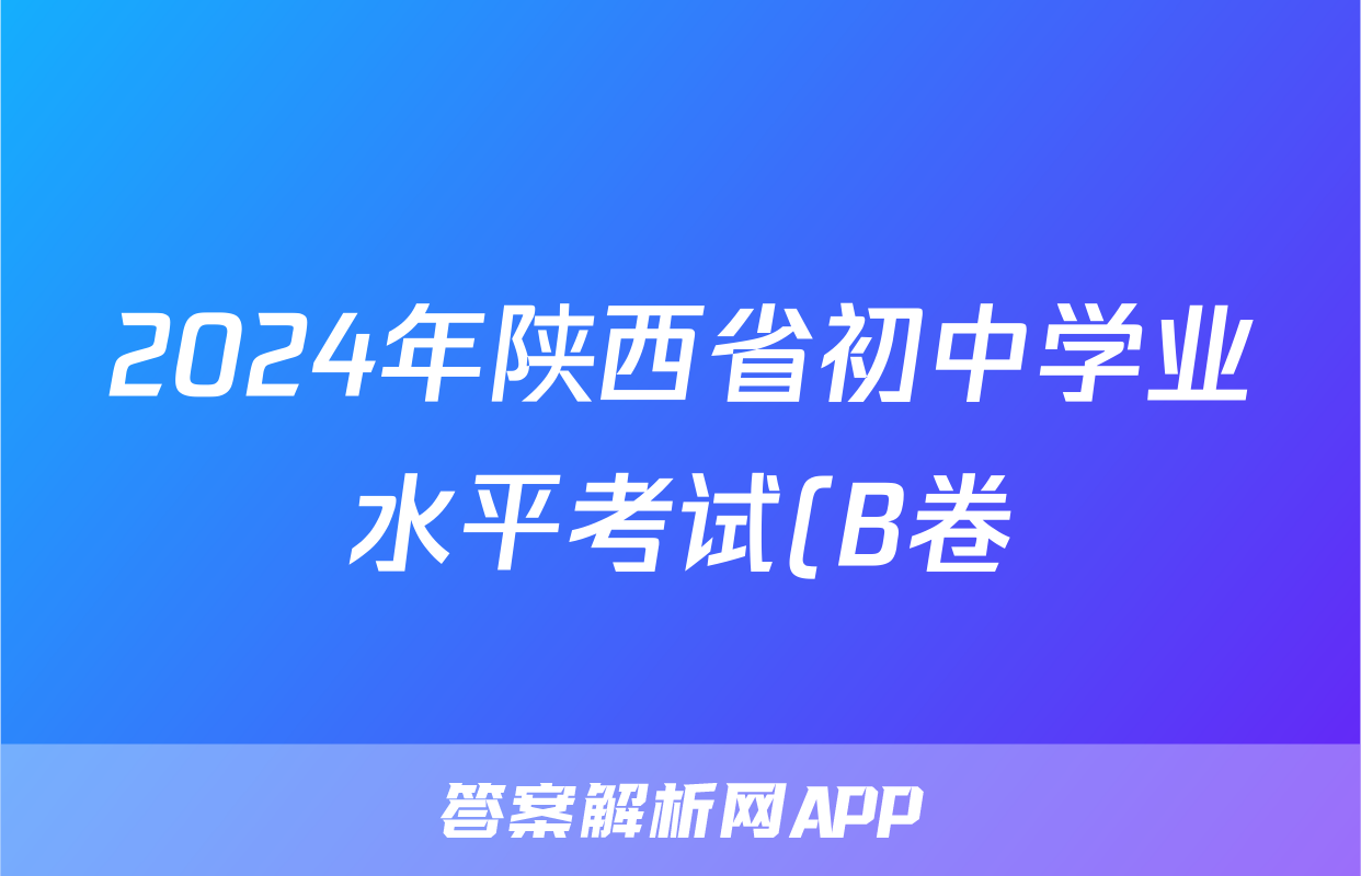 2024年陕西省初中学业水平考试(B卷)试题(语文)