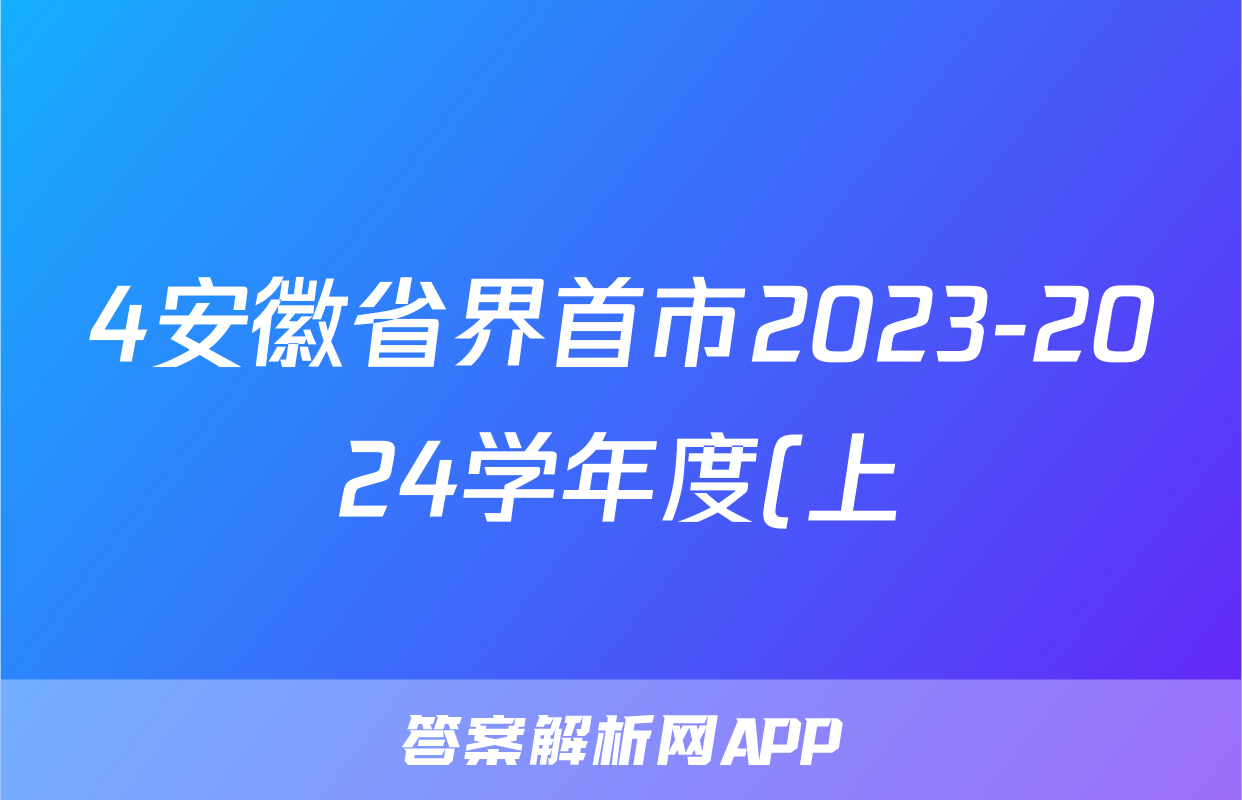 4安徽省界首市2023-2024学年度(上)期末学业结果诊断性评价化学试卷答案