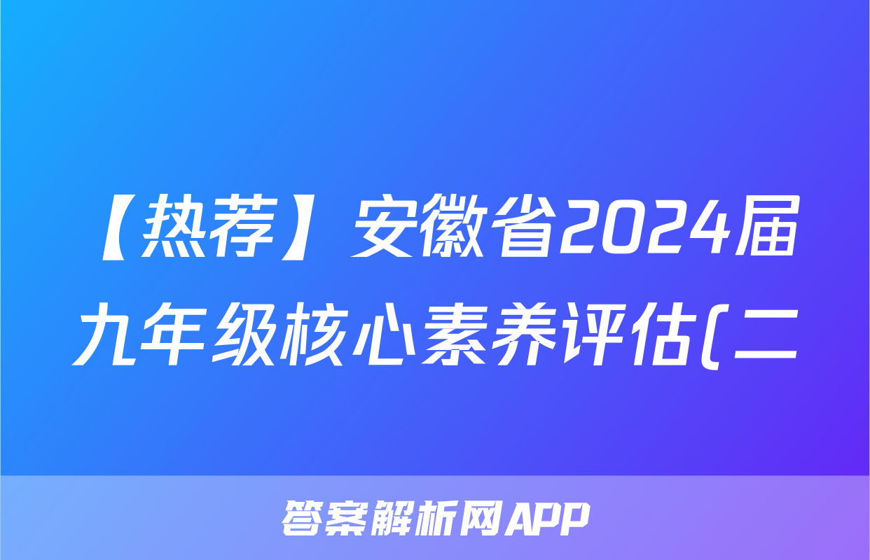 【热荐】安徽省2024届九年级核心素养评估(二)化学x试卷