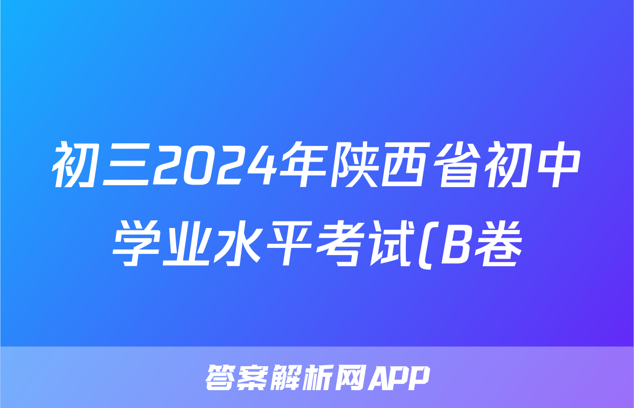 初三2024年陕西省初中学业水平考试(B卷)试题(数学)