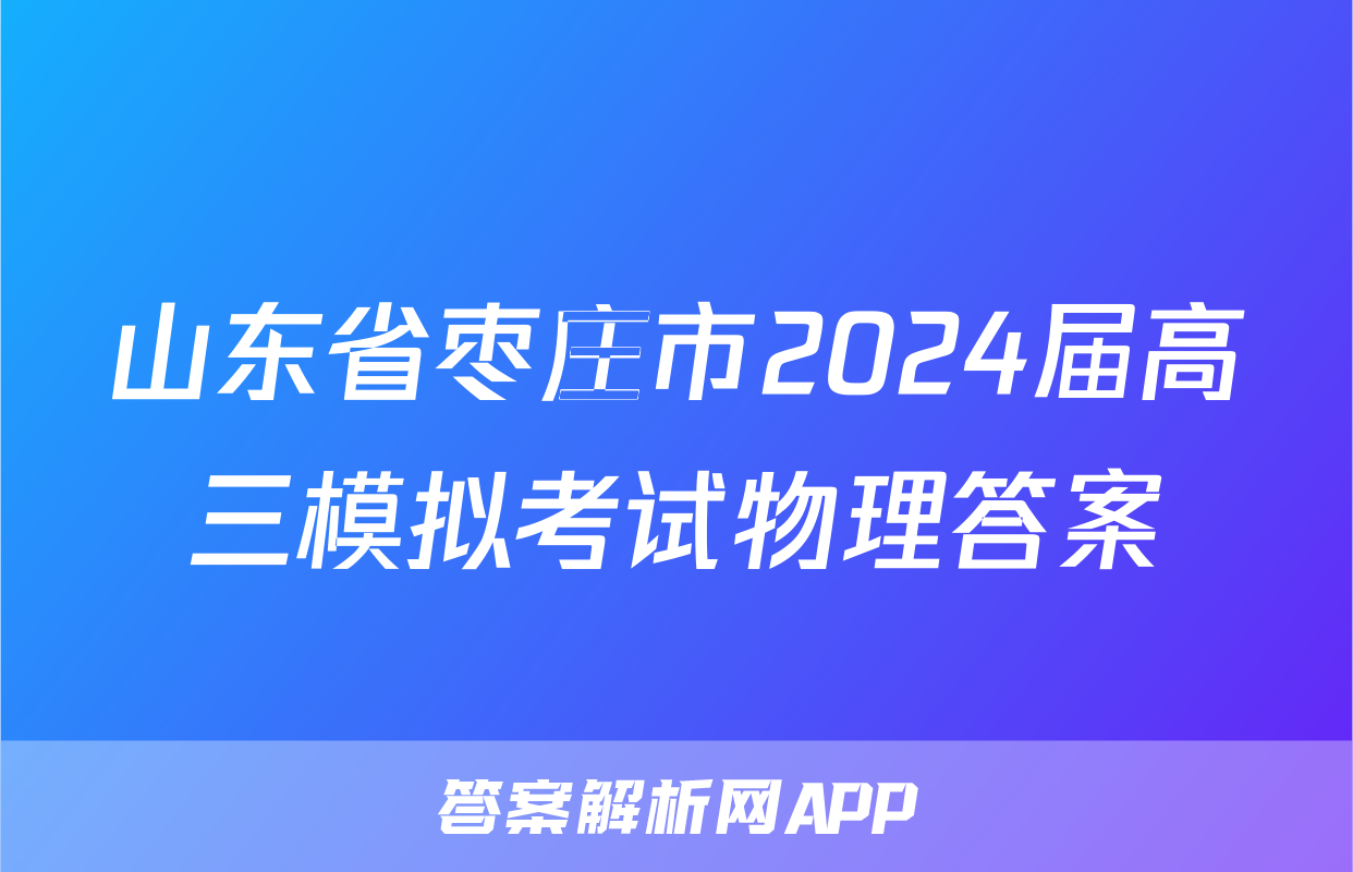 山东省枣庄市2024届高三模拟考试物理答案