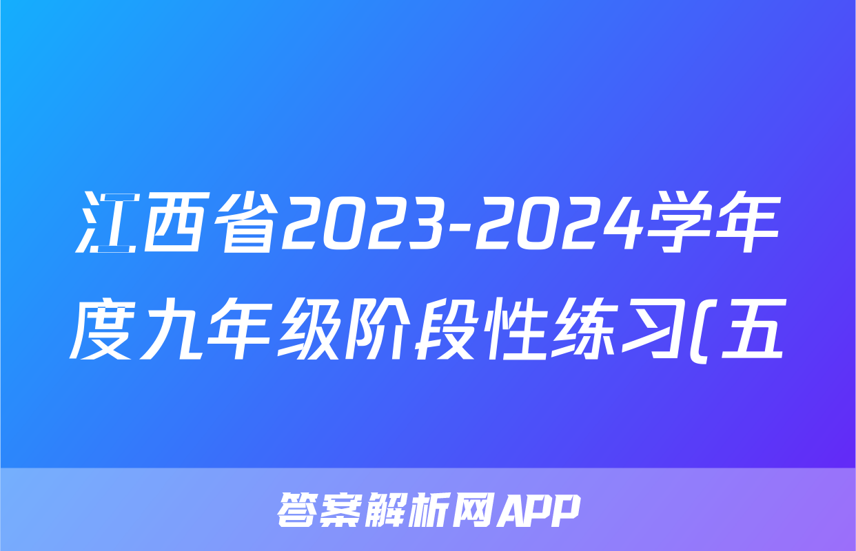 江西省2023-2024学年度九年级阶段性练习(五)5化学试题