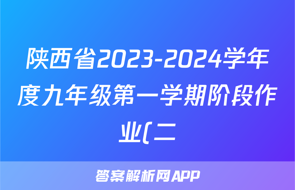 陕西省2023-2024学年度九年级第一学期阶段作业(二)x物理试卷答案